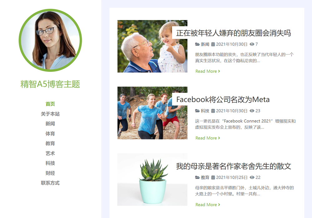 简站A5博客模板